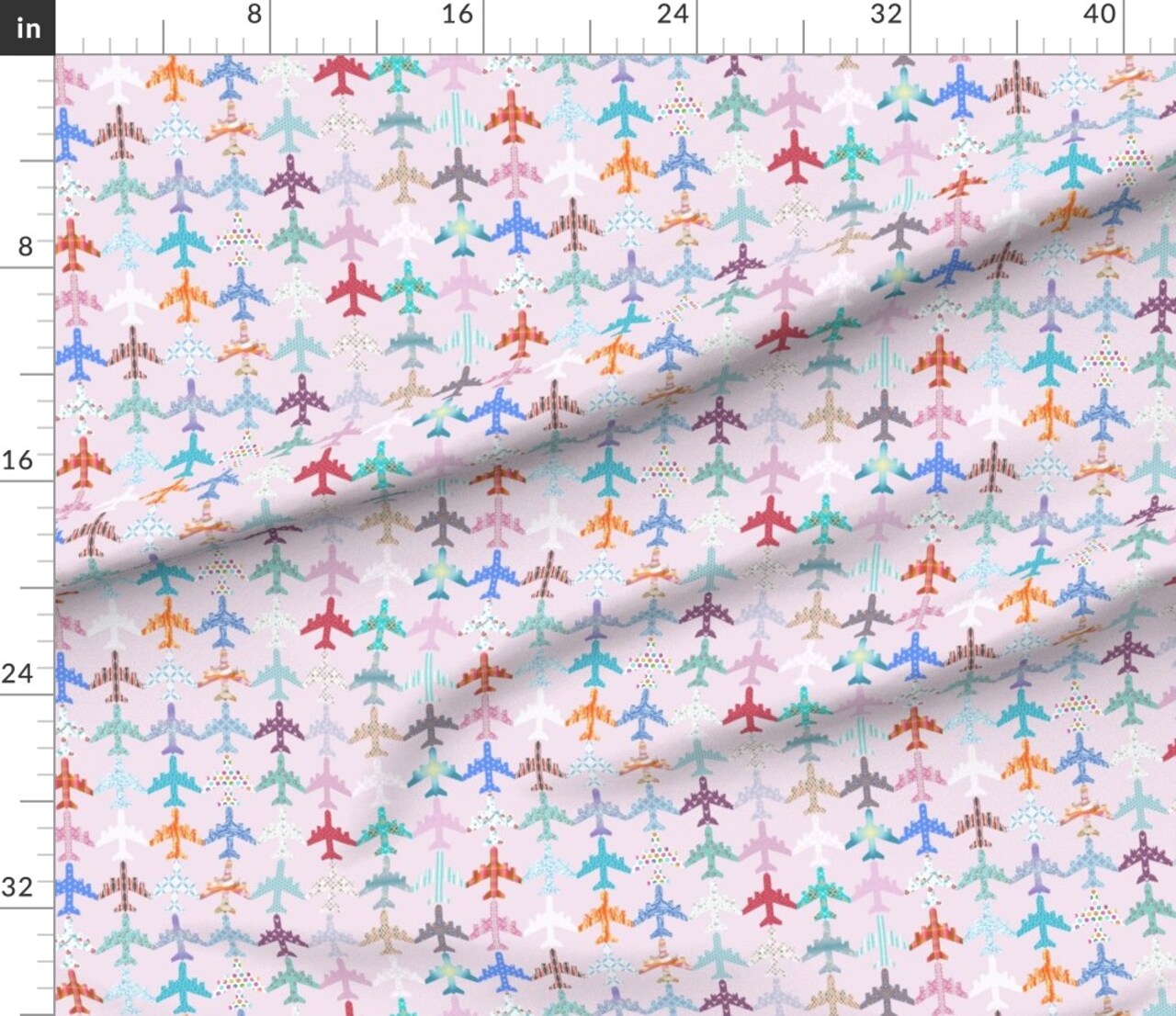 Fly Pink Girl Airplane Nursery Sky Plane Custom Printed Fabric by Spoonflower Various Fabrics by the Yard or Fat Quarter